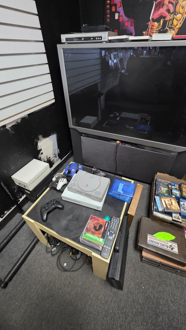 Retro game and console corner shot vertically